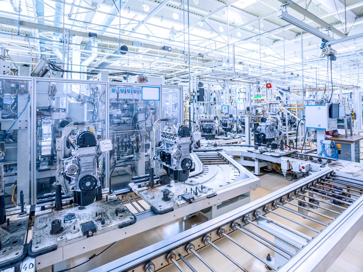 Automated production line in operation